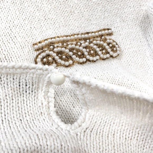 Victoria Harbour vintage 80s off white pear embroidery trim oversized sweater - Picture 10 of 16